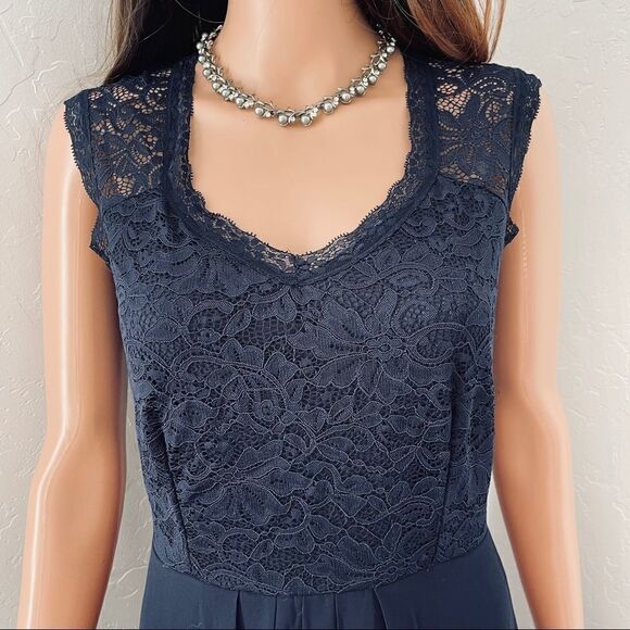 MIUSOL Navy Lace & Sheer Maxi Dress MEDIUM NWT - Picture 5 of 11